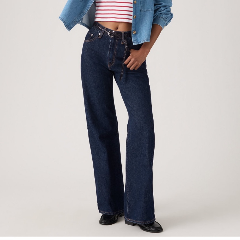 Levi's Women's Deep Blue Middy Loose Boot Bootcut Jeans Sz 27 Dark - Picture 13 of 13